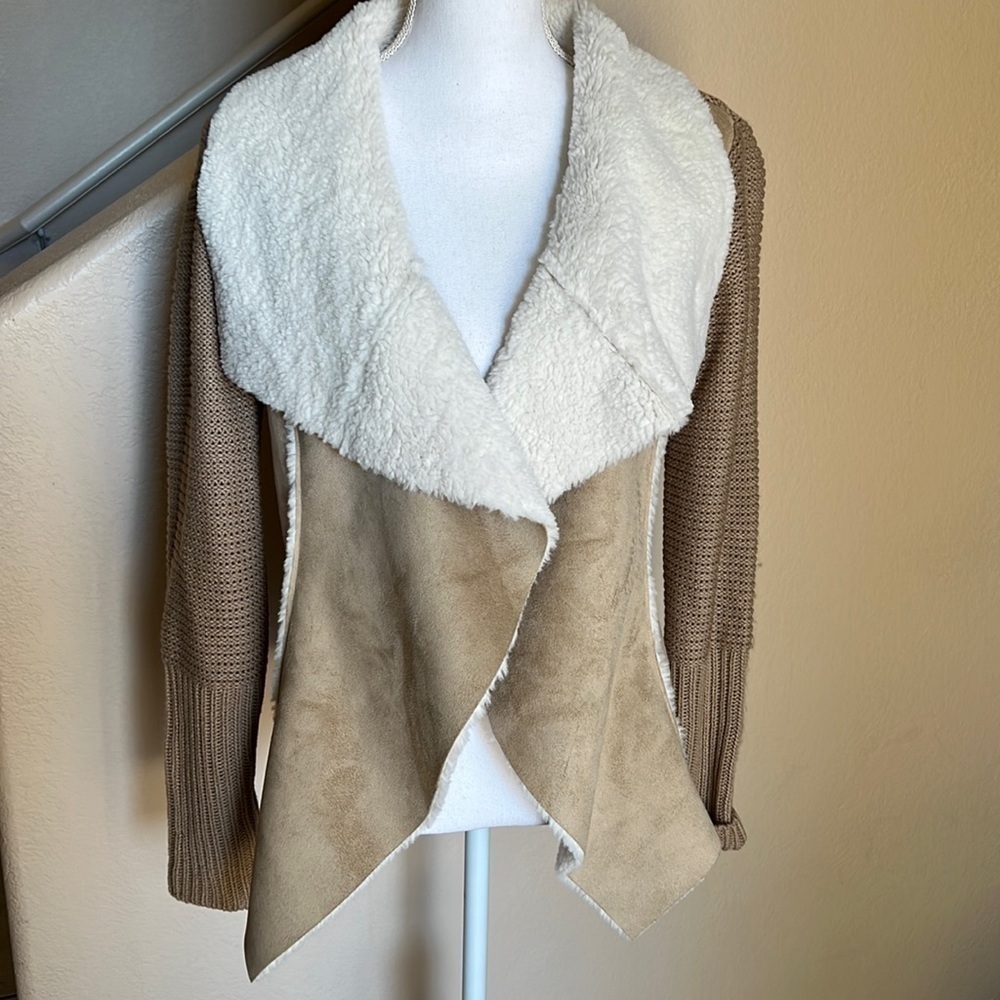 Knox rose faux suede open knit jacket